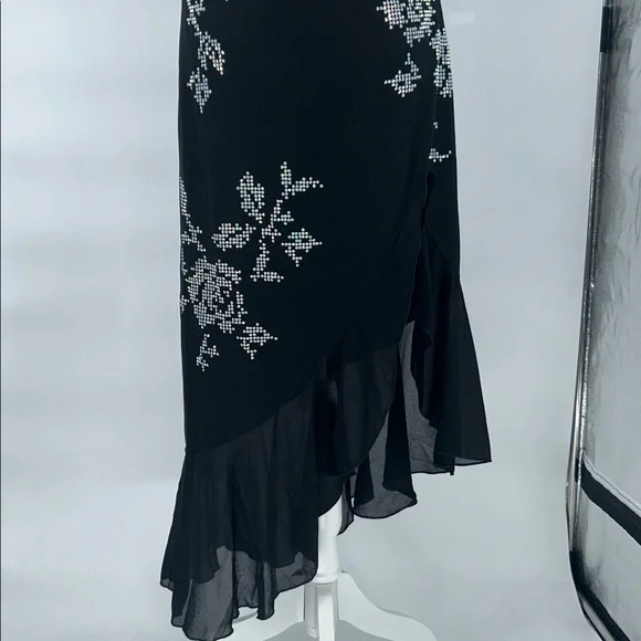 SHEIN BAE Rhinestone Floral Pattern Split Thigh Cami Dress Size Large - Picture 7 of 13